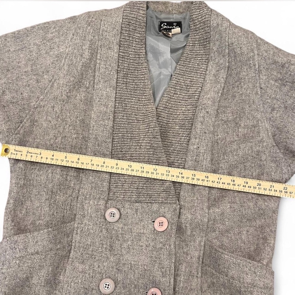 VTG unisex Sanro Melbourne Wool Coat Grey Lana Fleece unisex‎ S/M 8 - Picture 8 of 8